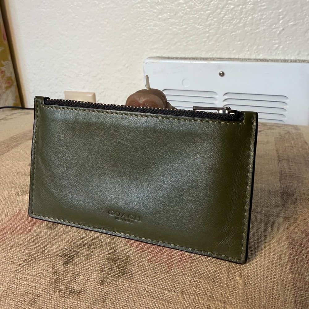 Coach Olive Green Leather Card Holder